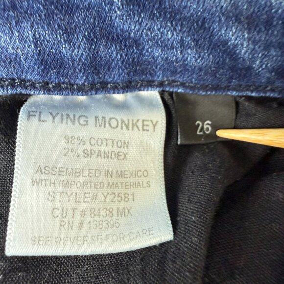Flying Monkey Button-Front Skinny Jeans Sz 26 Dark Wash Denim - Picture 5 of 9